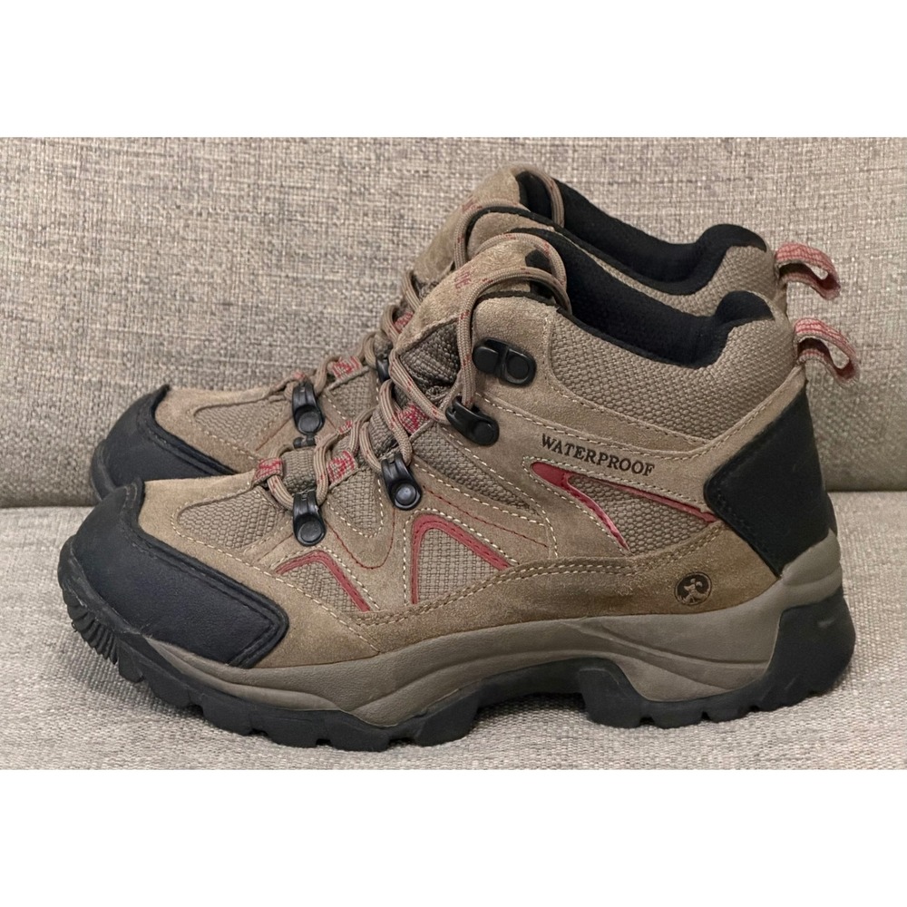 Northside Women's sz 4 Waterproof Hiking Boots Tan Brown Red Suede Mesh Mid Top